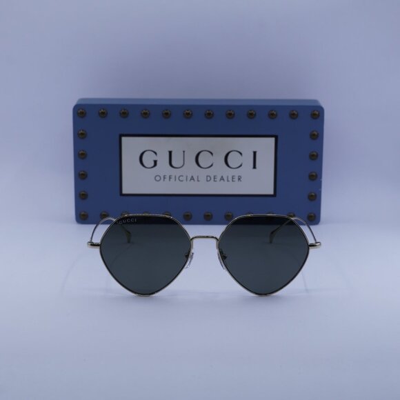 Gucci GG1182S 001 Geometric Sunglasses – Gold/Grey - Picture 4 of 12